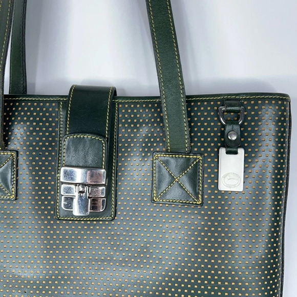 Dooney & Bourke Cabrio Leather Green Perforated Purse Top Handle Bag Classic - Picture 8 of 12